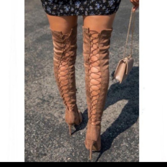 🆕 NIB Taupe Over the Knee Boots - Picture 6 of 11